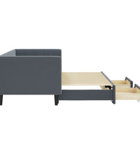 Tagesbett Ausziehbar mit Schubladen Dunkelgrau 80x200 cm Samt