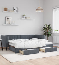 Tagesbett Ausziehbar mit Schubladen Dunkelgrau 80x200 cm Samt
