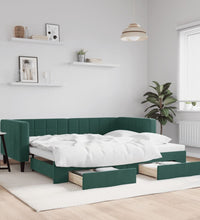 Tagesbett Ausziehbar mit Schubladen Dunkelgrün 80x200 cm Samt