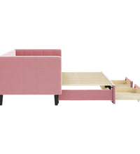 Tagesbett Ausziehbar mit Schubladen Rosa 80x200 cm Samt