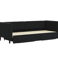 Tagesbett Ausziehbar mit Schubladen Schwarz 80x200 cm Samt