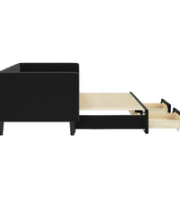Tagesbett Ausziehbar mit Schubladen Schwarz 80x200 cm Samt
