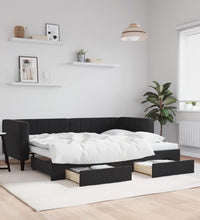 Tagesbett Ausziehbar mit Schubladen Schwarz 80x200 cm Samt