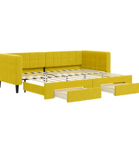Tagesbett Ausziehbar mit Schubladen Gelb 80x200 cm Samt