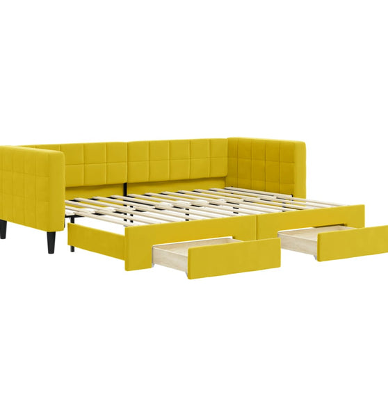 Tagesbett Ausziehbar mit Schubladen Gelb 80x200 cm Samt