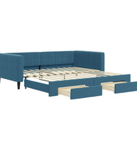 Tagesbett Ausziehbar mit Schubladen Blau 100x200 cm Samt