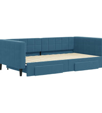 Tagesbett Ausziehbar mit Schubladen Blau 100x200 cm Samt