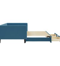 Tagesbett Ausziehbar mit Schubladen Blau 100x200 cm Samt