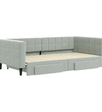 Tagesbett Ausziehbar mit Schubladen Hellgrau 100x200 cm Samt