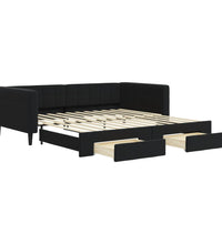 Tagesbett Ausziehbar mit Schubladen Schwarz 100x200 cm Samt