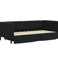 Tagesbett Ausziehbar mit Schubladen Schwarz 90x190 cm Samt