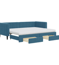 Tagesbett Ausziehbar mit Schubladen Blau 80x200 cm Samt