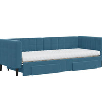 Tagesbett Ausziehbar mit Schubladen Blau 80x200 cm Samt