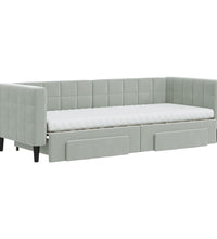 Tagesbett Ausziehbar mit Schubladen Hellgrau 80x200 cm Samt