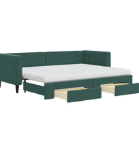 Tagesbett Ausziehbar mit Schubladen Dunkelgrün 80x200 cm Samt