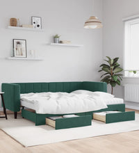 Tagesbett Ausziehbar mit Schubladen Dunkelgrün 80x200 cm Samt