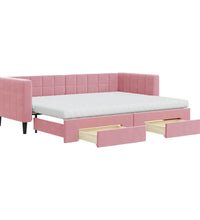 Tagesbett Ausziehbar mit Schubladen Rosa 80x200 cm Samt