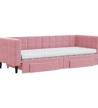 Tagesbett Ausziehbar mit Schubladen Rosa 80x200 cm Samt