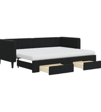 Tagesbett Ausziehbar mit Schubladen Schwarz 80x200 cm Samt