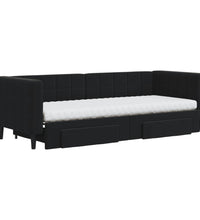 Tagesbett Ausziehbar mit Schubladen Schwarz 80x200 cm Samt