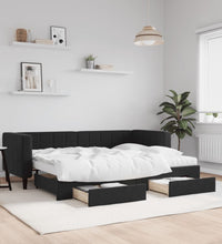 Tagesbett Ausziehbar mit Schubladen Schwarz 80x200 cm Samt