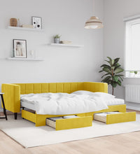 Tagesbett Ausziehbar mit Schubladen Gelb 80x200 cm Samt