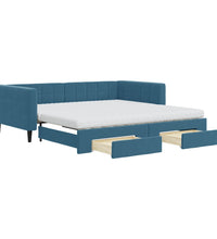 Tagesbett Ausziehbar mit Schubladen Blau 100x200 cm Samt