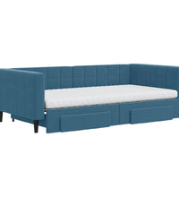 Tagesbett Ausziehbar mit Schubladen Blau 100x200 cm Samt