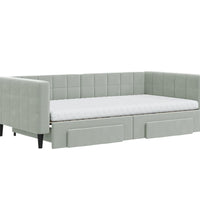 Tagesbett Ausziehbar mit Schubladen Hellgrau 100x200 cm Samt