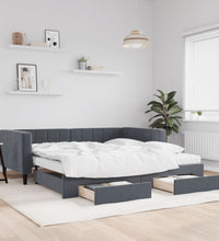 Tagesbett Ausziehbar mit Schubladen Dunkelgrau 100x200 cm Samt