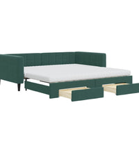 Tagesbett Ausziehbar mit Schubladen Dunkelgrün 100x200 cm Samt