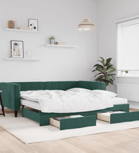 Tagesbett Ausziehbar mit Schubladen Dunkelgrün 100x200 cm Samt
