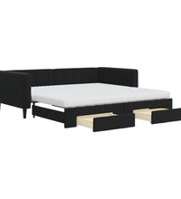 Tagesbett Ausziehbar mit Schubladen Schwarz 100x200 cm Samt