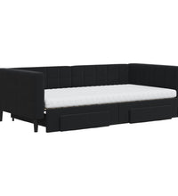 Tagesbett Ausziehbar mit Schubladen Schwarz 100x200 cm Samt