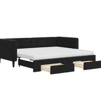 Tagesbett Ausziehbar mit Schubladen Schwarz 90x190 cm Samt