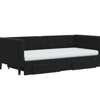 Tagesbett Ausziehbar mit Schubladen Schwarz 90x190 cm Samt