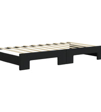 Tagesbett Ausziehbar mit Schubladen Schwarz 90x190 cm Samt