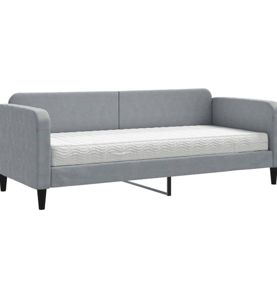 Tagesbett mit Matratze Hellgrau 80x200 cm Stoff
