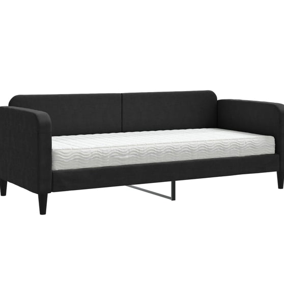Tagesbett mit Matratze Schwarz 80x200 cm Stoff