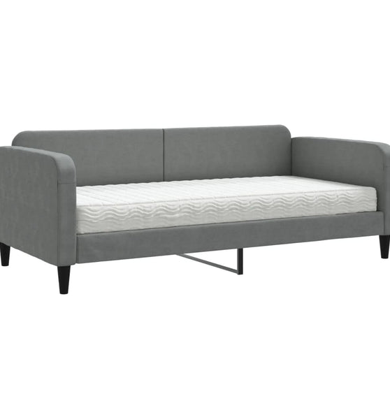 Tagesbett mit Matratze Dunkelgrau 90x200 cm Stoff