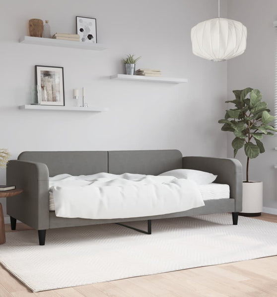 Tagesbett mit Matratze Dunkelgrau 90x200 cm Stoff