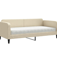Tagesbett mit Matratze Creme 90x200 cm Stoff