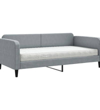 Tagesbett mit Matratze Hellgrau 100x200 cm Stoff
