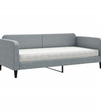 Tagesbett mit Matratze Hellgrau 90x190 cm Stoff
