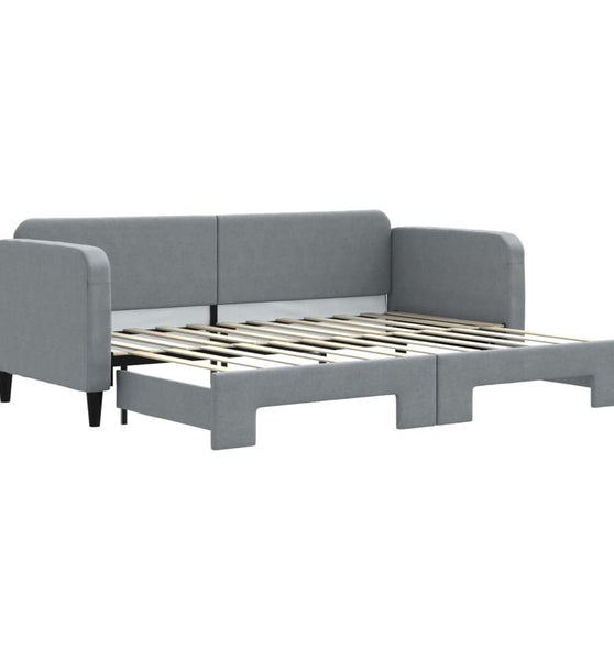 Tagesbett Ausziehbar Hellgrau 80x200 cm Stoff