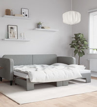 Tagesbett Ausziehbar Hellgrau 80x200 cm Stoff