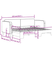 Tagesbett Ausziehbar Dunkelgrau 80x200 cm Stoff