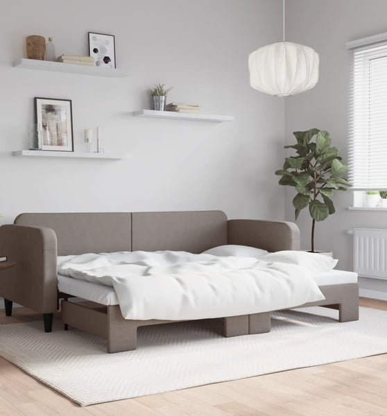 Tagesbett Ausziehbar Taupe 80x200 cm Stoff