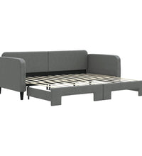 Tagesbett Ausziehbar Dunkelgrau 90x200 cm Stoff