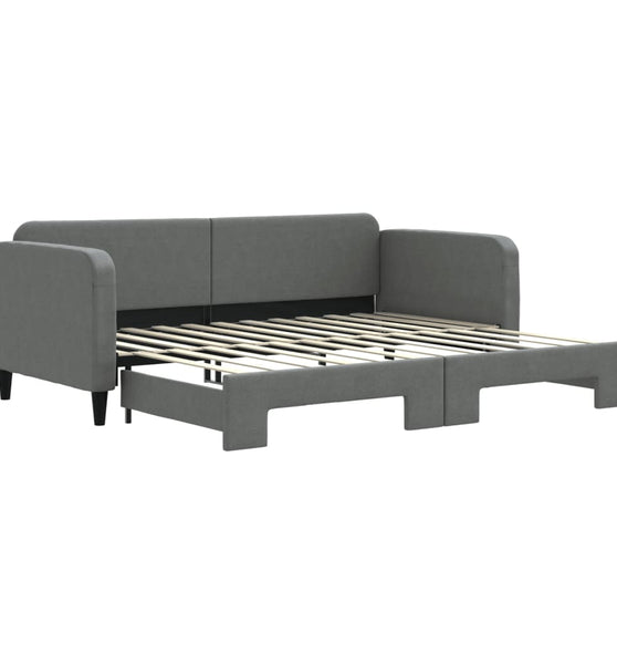 Tagesbett Ausziehbar Dunkelgrau 90x200 cm Stoff